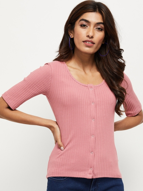

max Pink Knitted Fitted Top