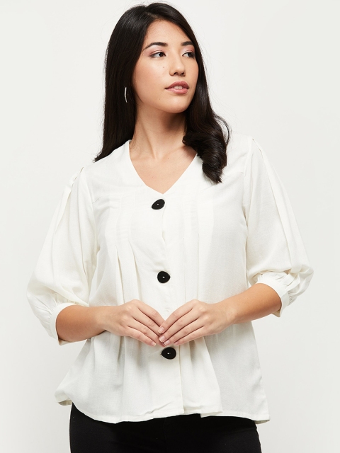 

max Cream-Coloured Puff Sleeves Shirt Style Top