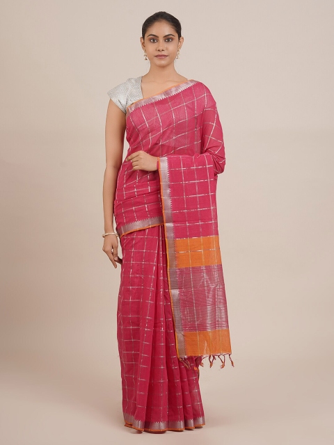 

Pothys Pink Pure Cotton Woven Design Mangalagiri Saree
