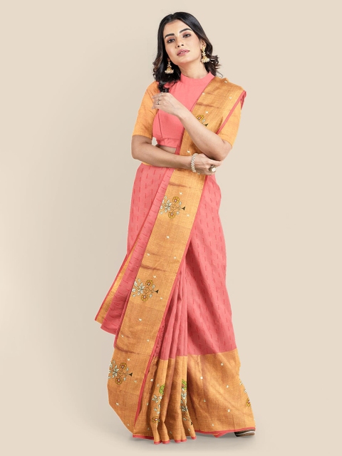 

Kalamandir Pink Woven Design Cotton Blend Saree