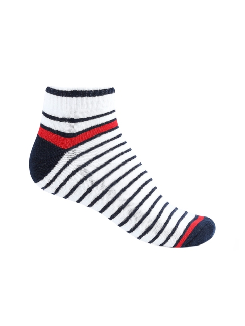 

Ajile by Pantaloons Men White & Navy Striped Above Ankle-Length Socks