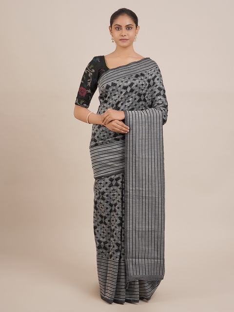 

Pothys Black & Grey Pure Cotton Woven Design Saree