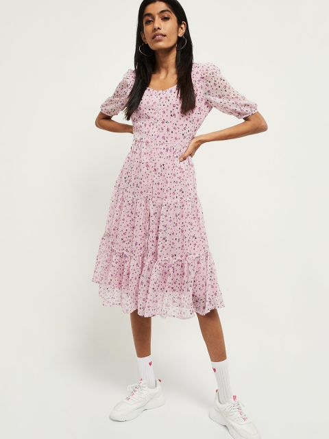 

max Women Lavender Printed A-Line Dress