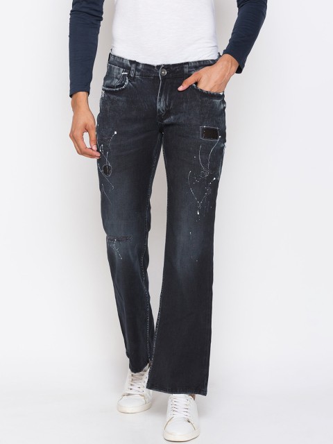 

mode de base Men Black Bootcut Mid-Rise Mildly Distressed Jeans