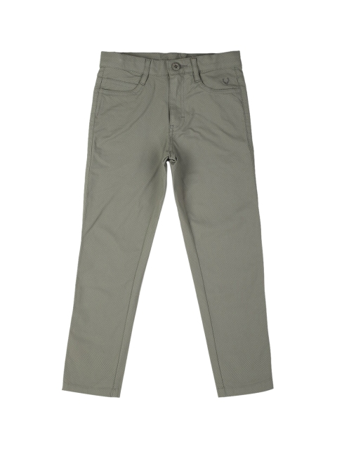 

Allen Solly Junior Boys Olive Green & Blue Slim Fit Solid Chinos