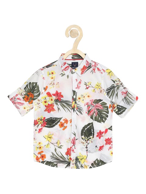 

Allen Solly Junior Boys White & Green Slim Fit Printed Casual Shirt