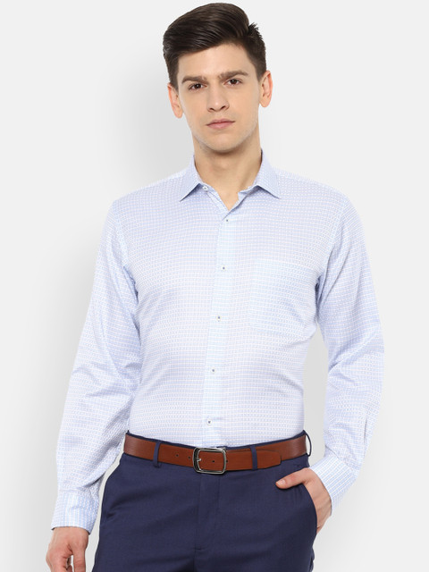 

Van Heusen Men Blue & White Regular Fit Checked Formal Shirt