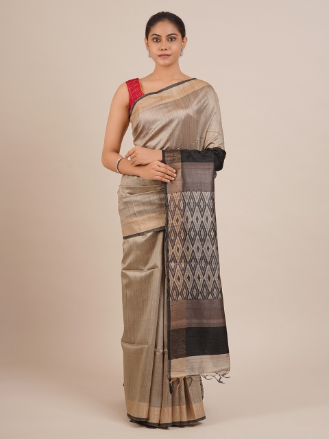 

Pothys Grey & Beige Pure Silk Woven Design Saree