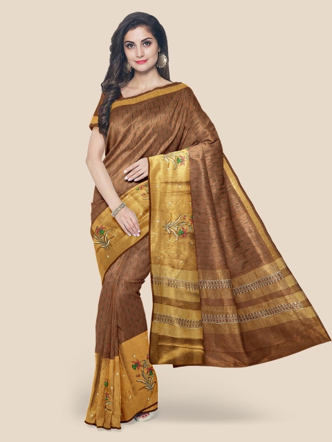 

Kalamandir Brown Printed Cotton Blend Saree