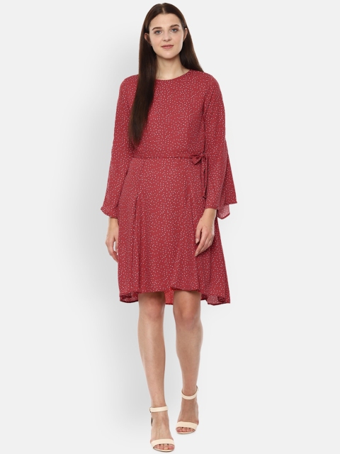 

Van Heusen Woman Red & White Printed A-Line Dress