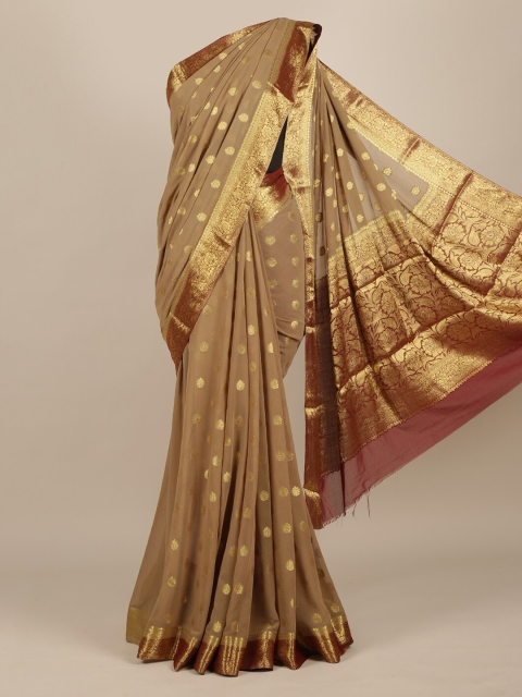 

Pothys Tan Woven Design Poly Georgette Saree