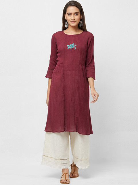 

Fusion Beats Women Maroon Printed Kurta