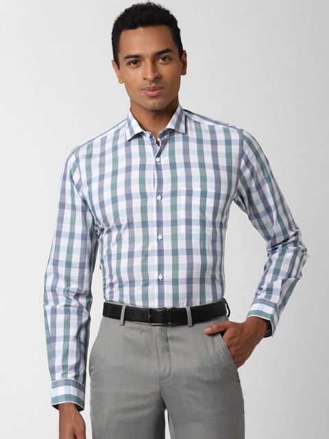 

Peter England Men White & Blue Checked Regular Fit Cotton Casual Shirt