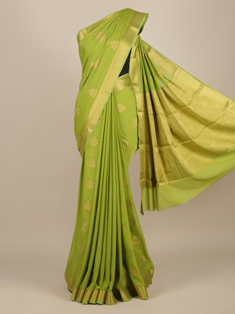 

Pothys Green & Gold-Toned Poly Georgette Woven Design Saree