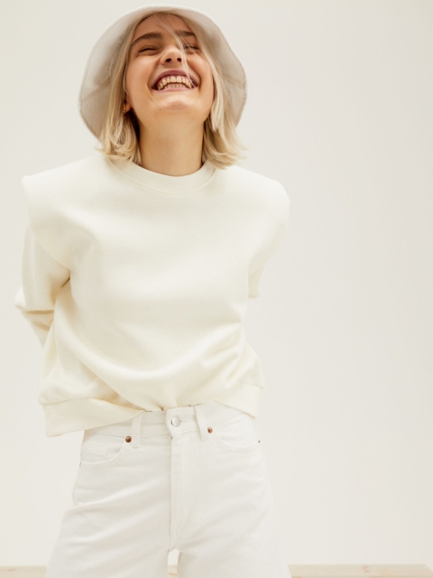 

H&M Women White Denim Shorts High Waist