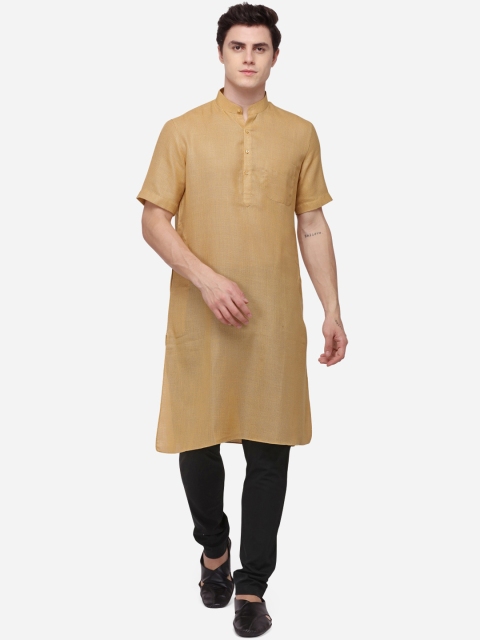 

Modi Kurta Men Khaki Mandarin Collar Straight Kurta
