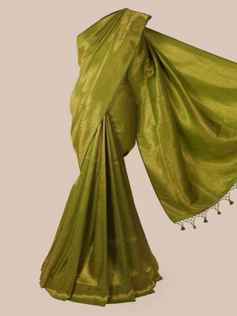 

Pothys Green & Gold-Toned Pure Silk Woven Design Banarasi Saree