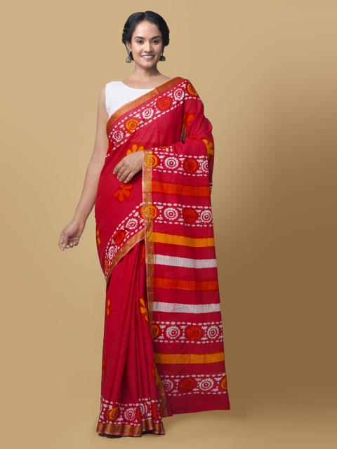 

Unnati Silks Red Printed Patola Saree