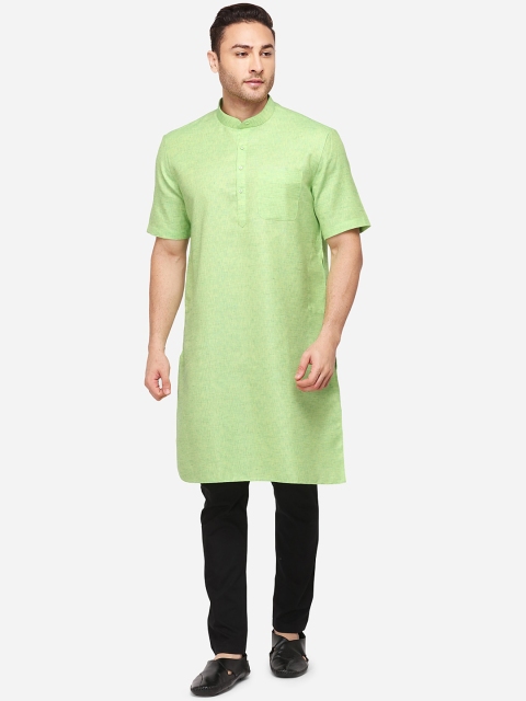 

Modi Kurta Men Green Cotton Blend Kurta