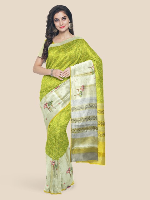 

Kalamandir Yellow Printed Cotton Blend Saree