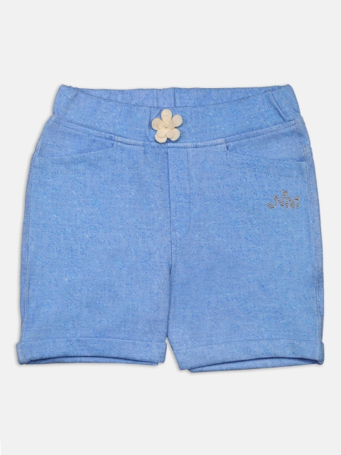 

Nins Moda Girls Blue Solid Regular Fit Regular Shorts