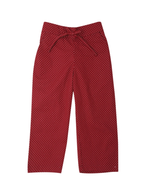 

Allen Solly Junior Girls Maroon & White Regular Fit Printed Regular Trousers
