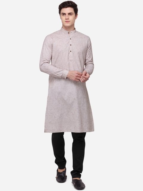 

Modi Kurta Men Brown & Grey Woven Design Mandarin Collar Kurta