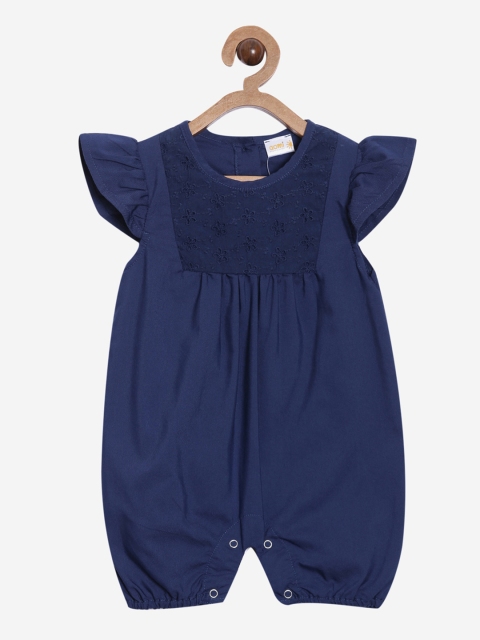 

Aomi Infant Kids Navy Blue Embroidered Rompers
