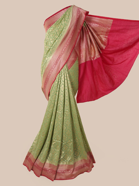 

Pothys Green Pure Silk Woven Design Banarasi Saree