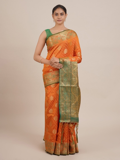 

Pothys Orange Woven Design Cotton Blend Saree