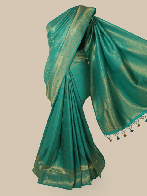

Pothys Green Pure Silk Woven Design Banarasi Saree With Tasseled Pallu