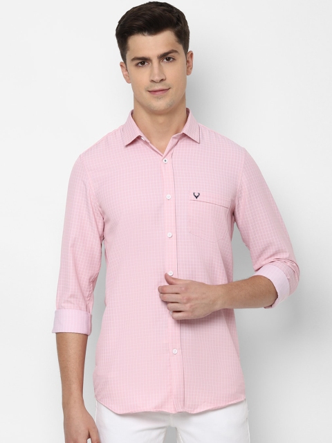 

Allen Solly Men Pink & White Slim Fit Checked Casual Shirt