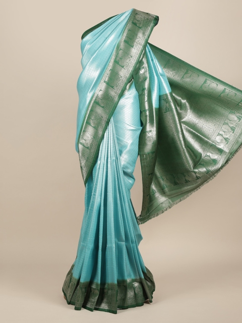 

Pothys Blue & Silver-Coloured Jute Silk Woven Design Saree