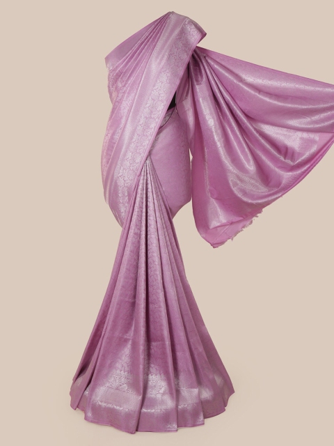 

Pothys Lavender & Silver-Toned Pure Silk Woven Design Banarasi Saree