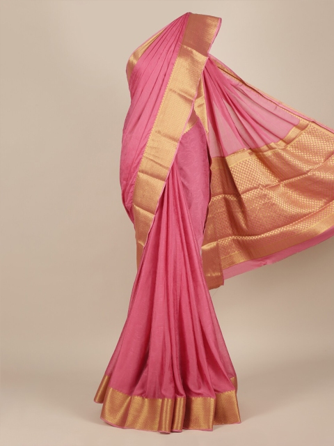 

Pothys Pink Woven Design Poly Georgette Saree