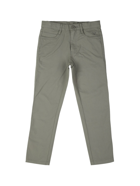 

Allen Solly Junior Boys Olive Green & Blue Slim Fit Solid Chinos