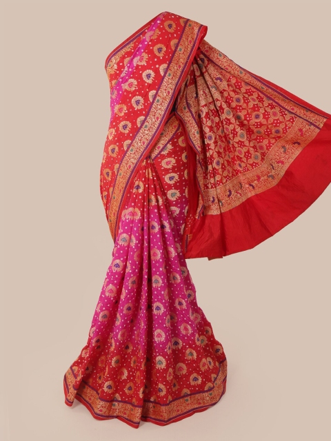 

Pothys Magenta Pure Silk Printed Bandhani Saree