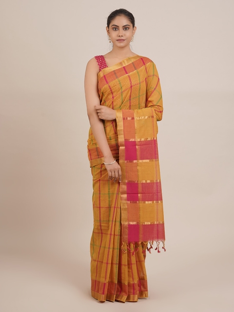

Pothys Mustard Pure Cotton Checked Mangalagiri Saree