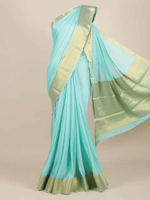 

Pothys Blue Solid Poly Georgette Saree