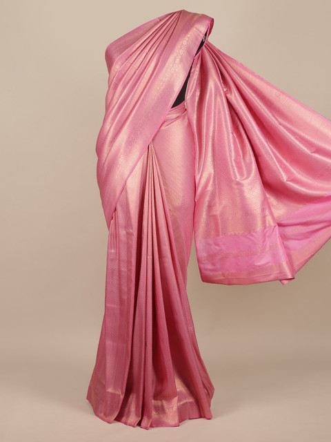 

Pothys Pink & Gold-Toned Jute Silk Woven Design Saree