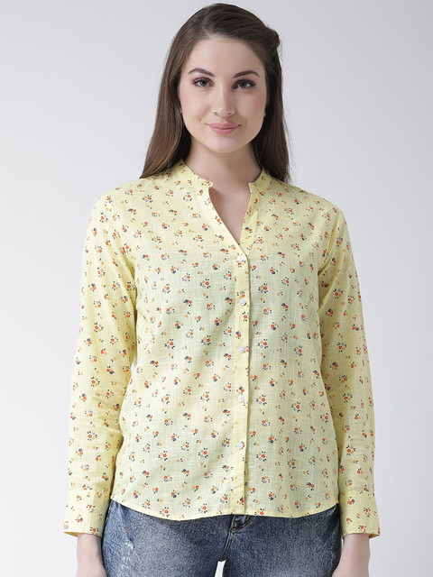 

The Vanca Women Yellow & Red Pure Cotton Regular Fit Printed Casual Shirt