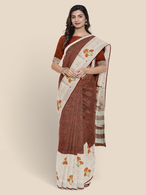 

Kalamandir Brown Printed Cotton Blend Saree