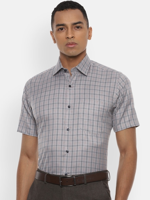 

Van Heusen Men Grey & Black Regular Fit Checked Formal Shirt