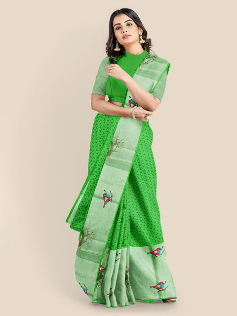

Kalamandir Green Solid Saree