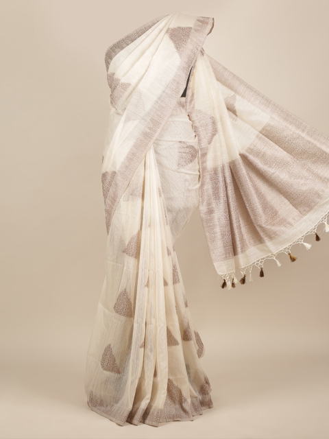

Pothys Cream-Coloured Woven Design Jute Silk Saree