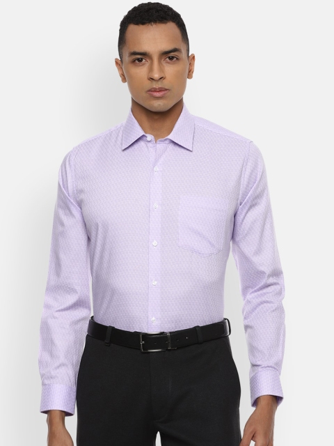 Van Heusen Men Purple Slim Fit Self Design Formal Shirt