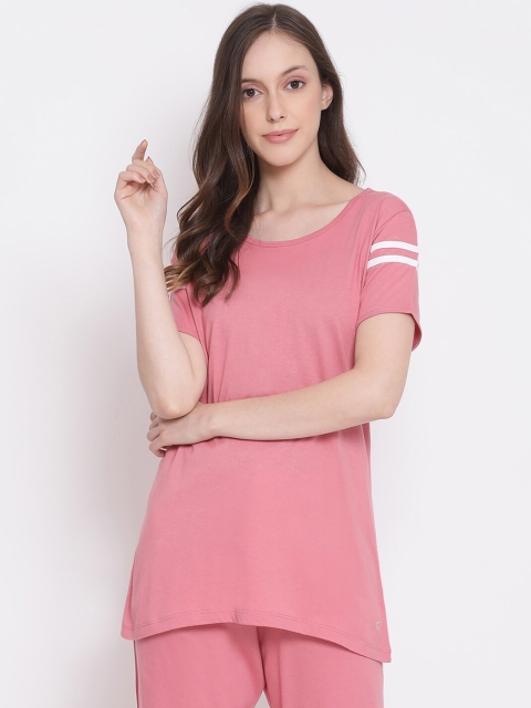 

Kanvin Women Pink Solid Pure Cotton Lounge T-Shirt