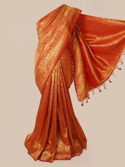 

Pothys Red & Gold-Toned Pure Silk Woven Design Banarasi Saree