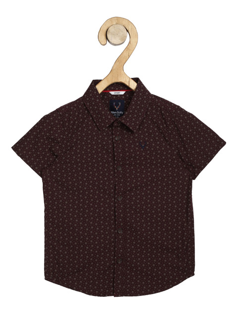 

Allen Solly Junior Boys Maroon & Off-White Slim Fit Printed Casual Shirt