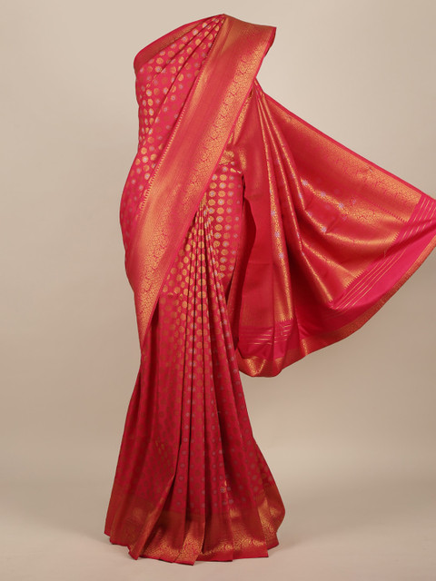 

Pothys Magenta & Gold-Toned Jute Silk Woven Design Saree